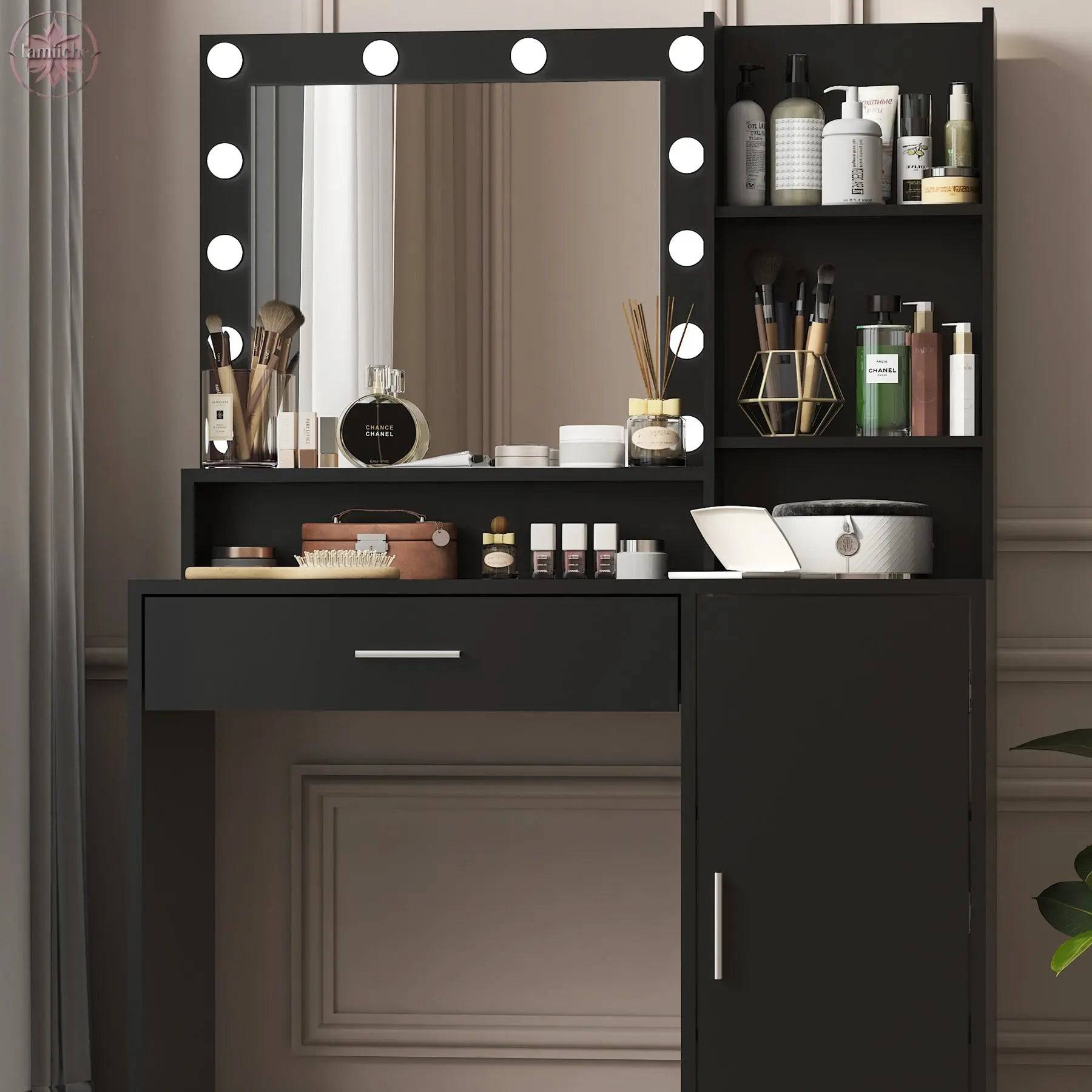 Makeup Vanity Desk with Mirror & Light - Lamiiche