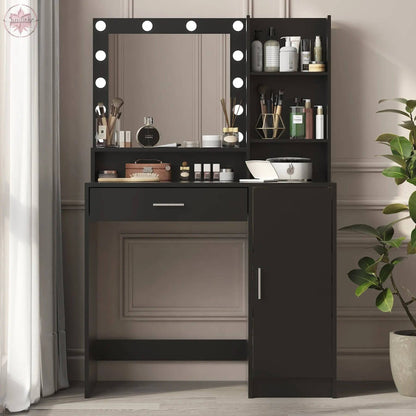 Makeup Vanity Desk with Mirror & Light - Lamiiche