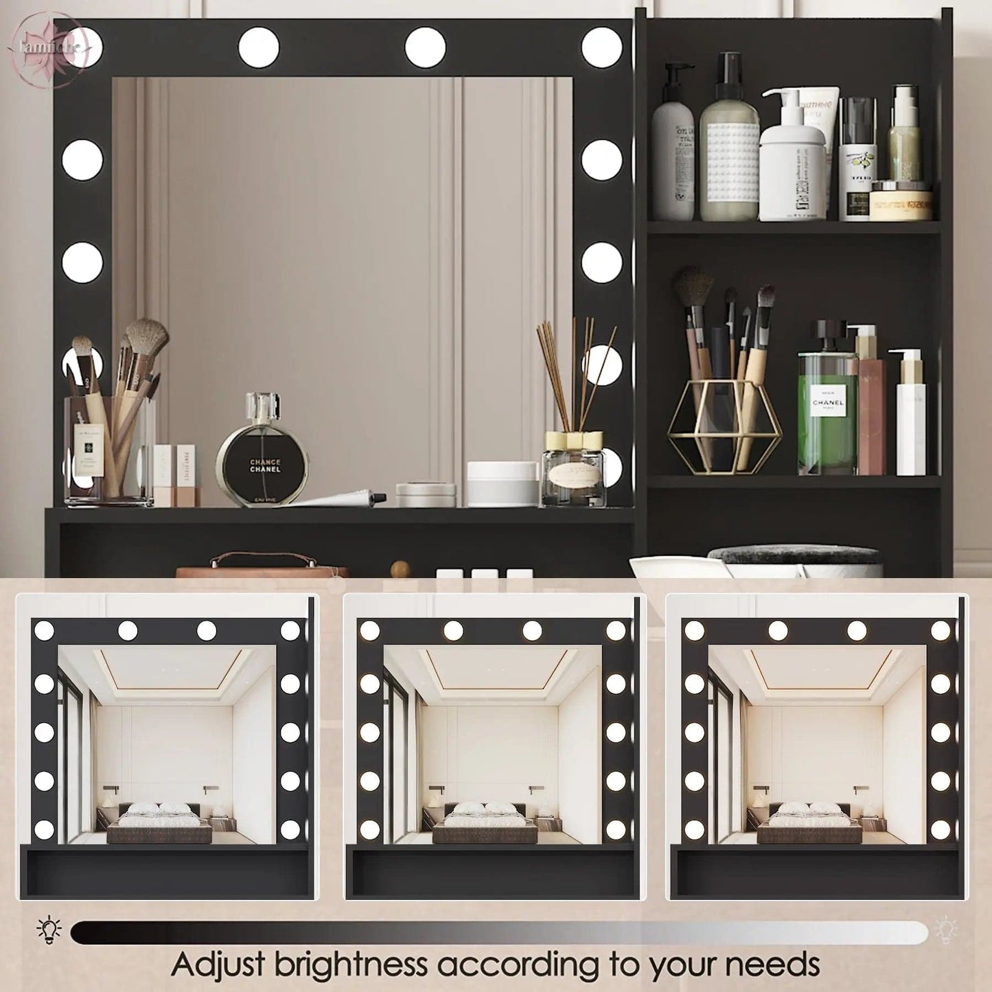 Makeup Vanity Desk with Mirror & Light - Lamiiche