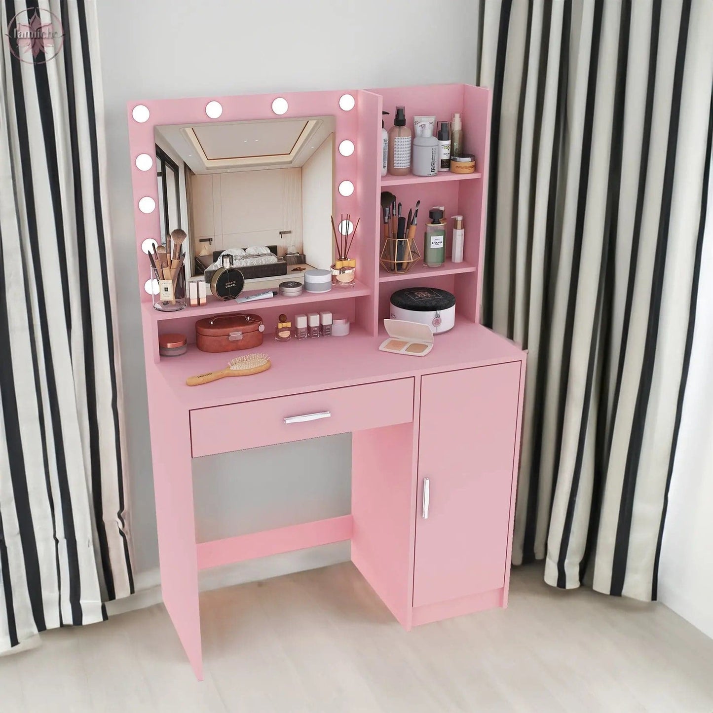 Makeup Vanity Desk with Mirror & Light - Lamiiche