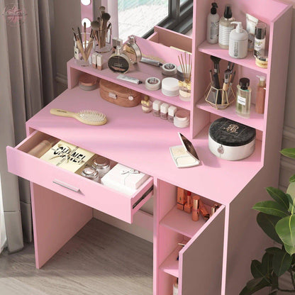 Makeup Vanity Desk with Mirror & Light - Lamiiche