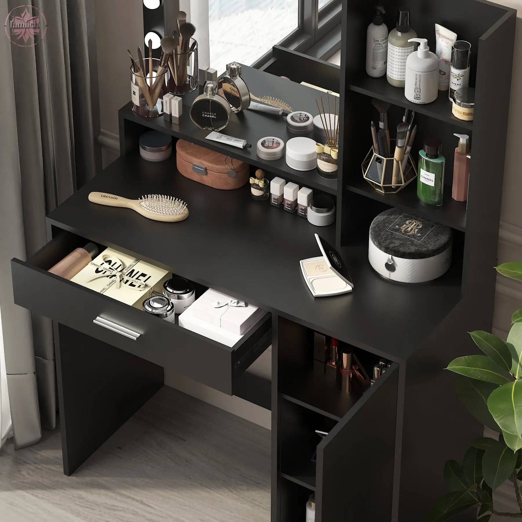 Makeup Vanity Desk with Mirror & Light - Lamiiche