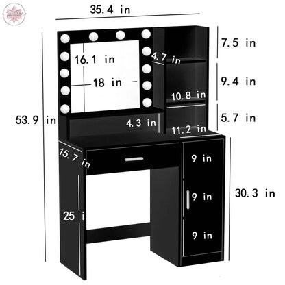 Makeup Vanity Desk with Mirror & Light - Lamiiche