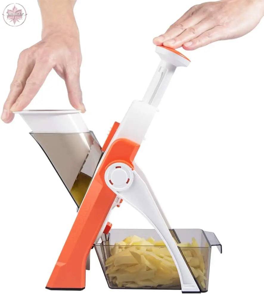 Mandoline Slicer, Vegetable Cutter, Strips Julienne Dicer (Orange) - Lamiiche