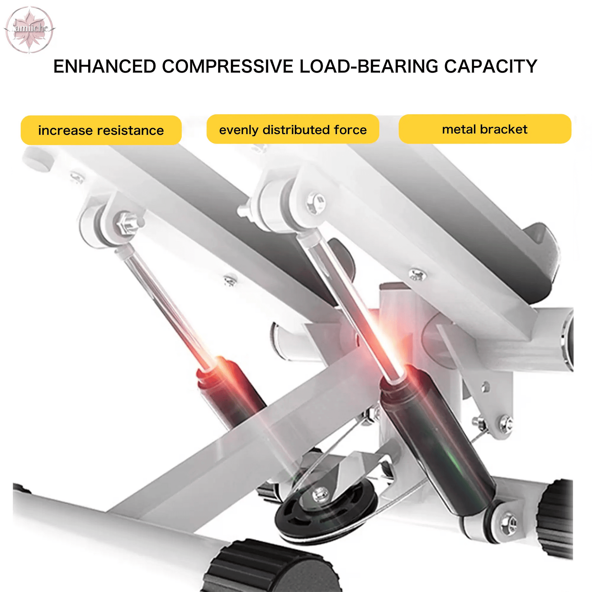 Mini Stepper for Exercise - 300 LBS Loading Capacity, Hydraulic Fitness Stepper with LCD Monitor - Lamiiche