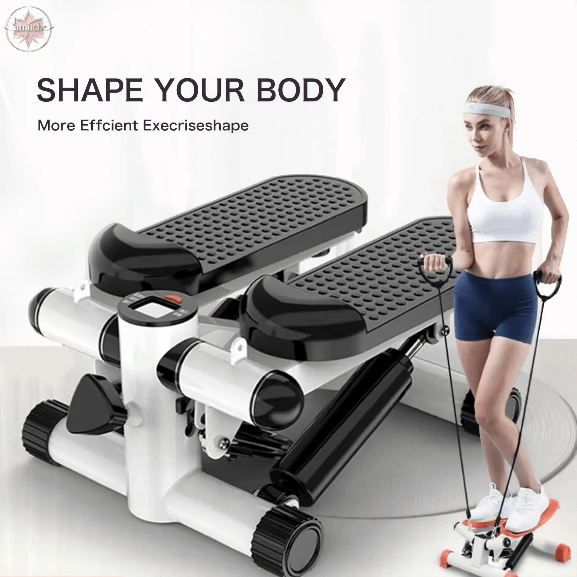 Mini Stepper for Exercise - 300 LBS Loading Capacity, Hydraulic Fitness Stepper with LCD Monitor - Lamiiche