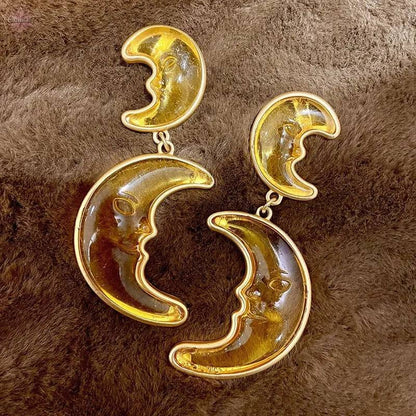 Moon earrings with a high-end feel, medieval temperament, three-dimensional earrings for women - Lamiiche