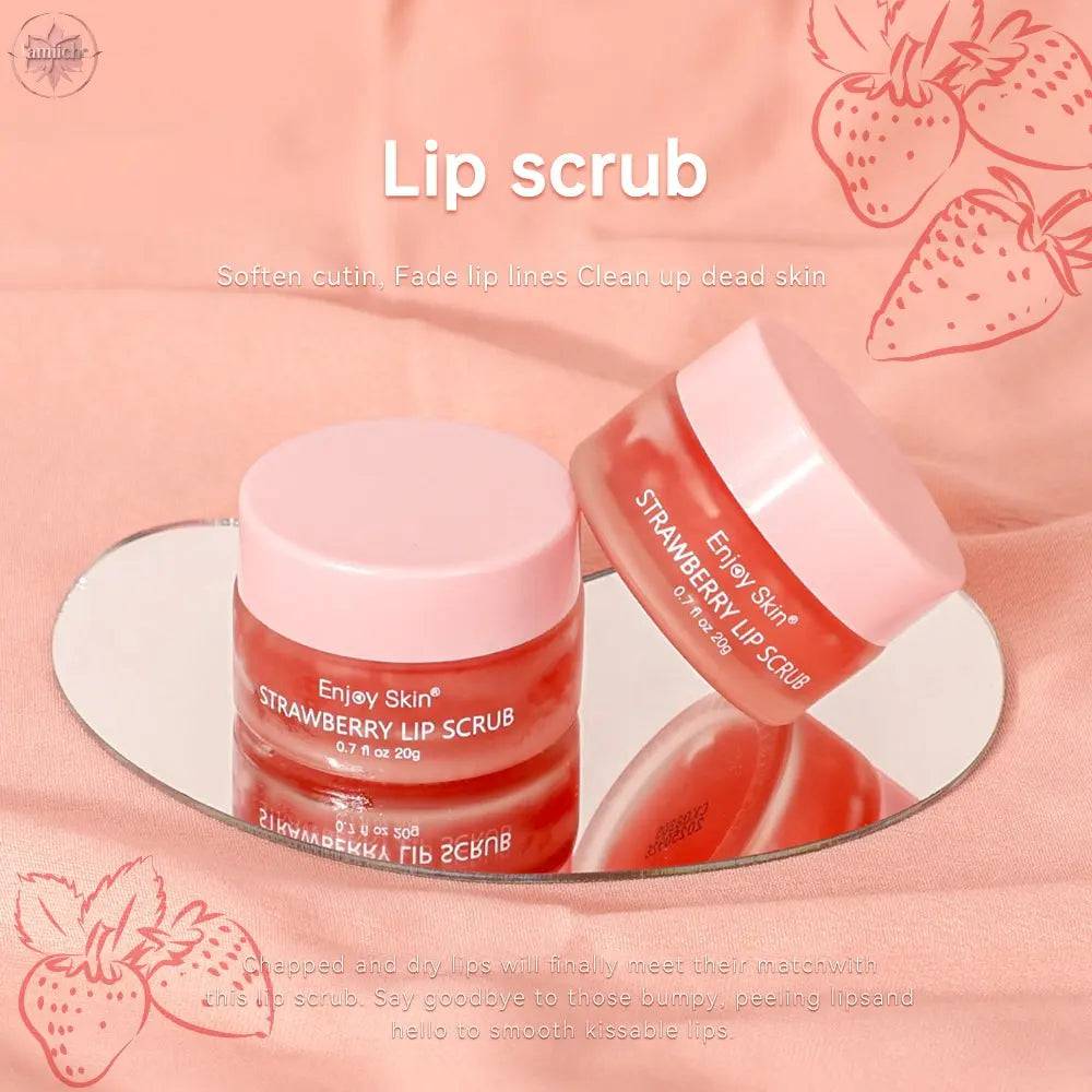 New updatse strawberry Lip Scrub Vegan Exfoliating Envase Para Sugar Pink Lip Scrub - Lamiiche