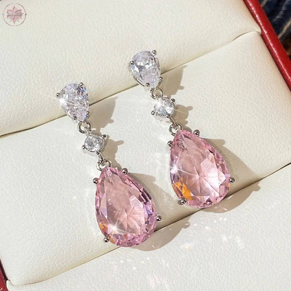 Pear shaped water drop earrings, light luxury, elegant earrings for women - Lamiiche