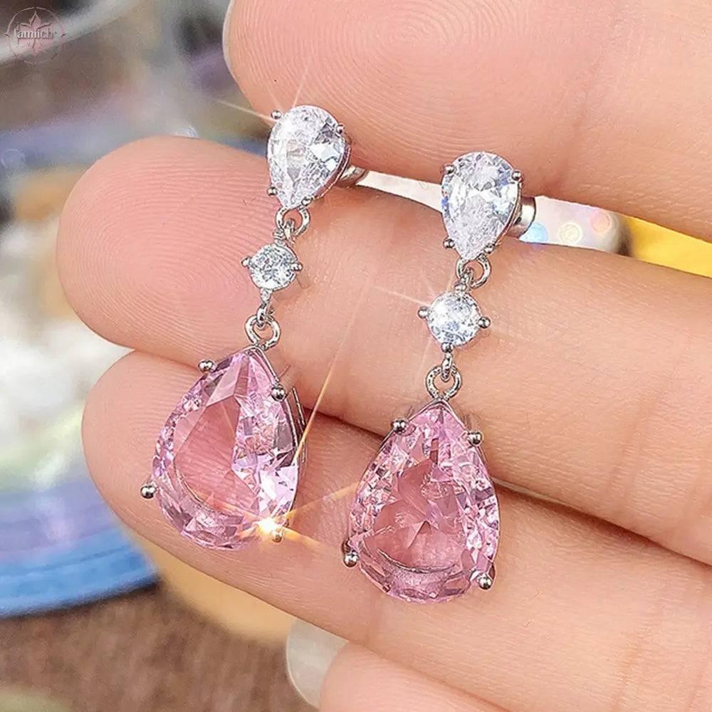 Pear shaped water drop earrings, light luxury, elegant earrings for women - Lamiiche