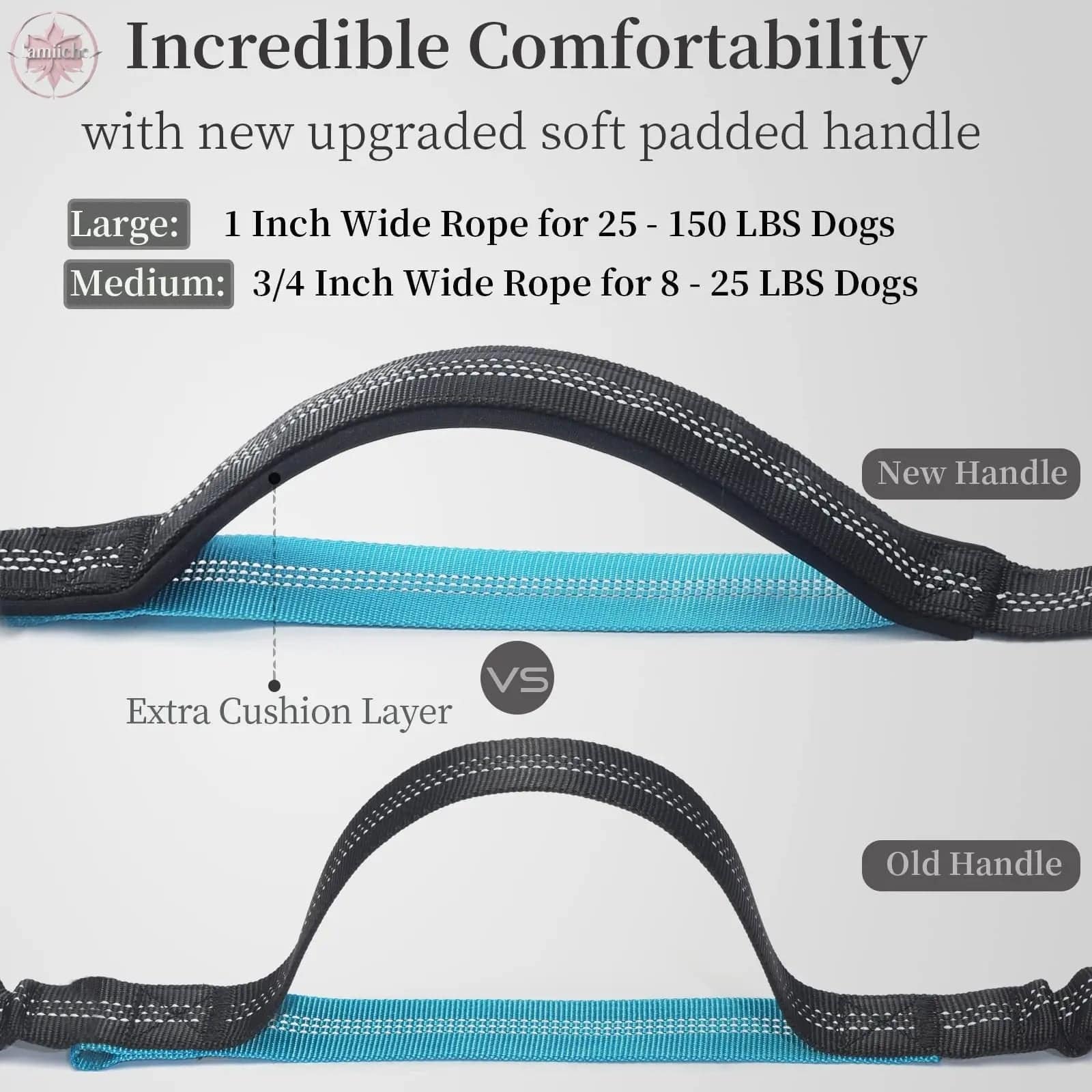 Pets Supplies Walking Jogging Running Dual Padded Handles Durable Hands Free Nylon Dog Leash - Lamiiche