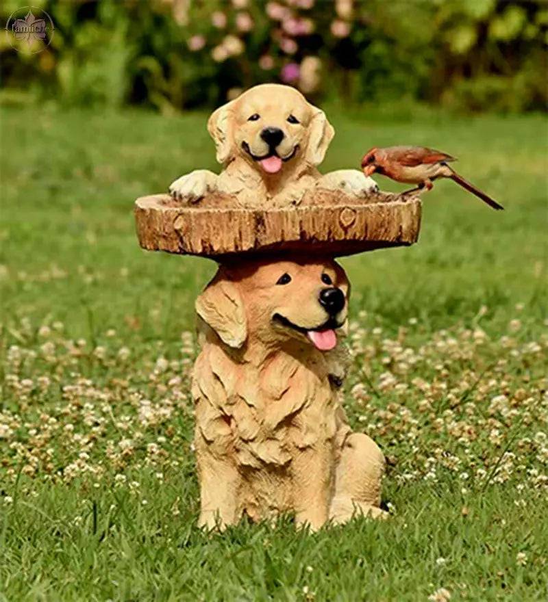 Resin ornaments, handicrafts, garden decoration, Bird Bath, dog tree, bird drinking decorations - Lamiiche