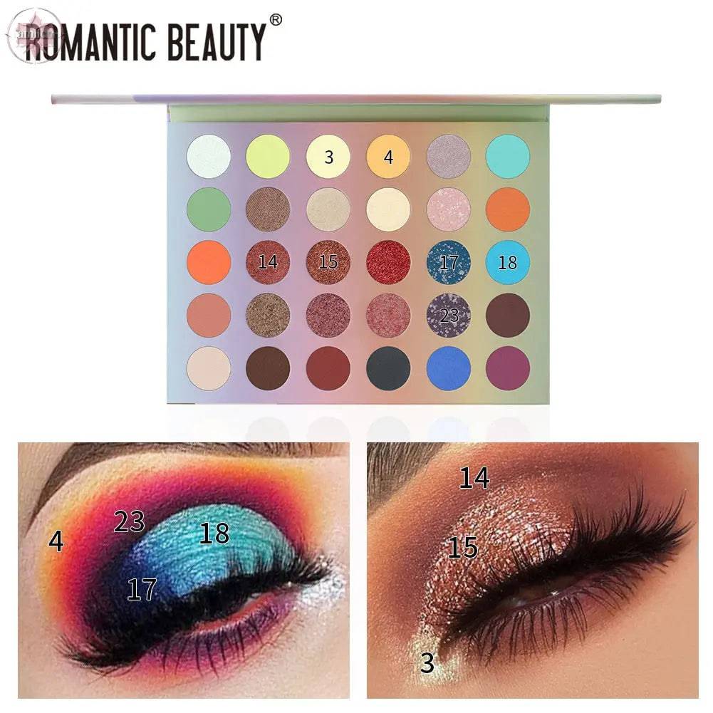 Romantic Beauty 30 Color Large Plate Pearlescent Matte Eye Shadow Plate Color Makeup Eye Shadow - Lamiiche