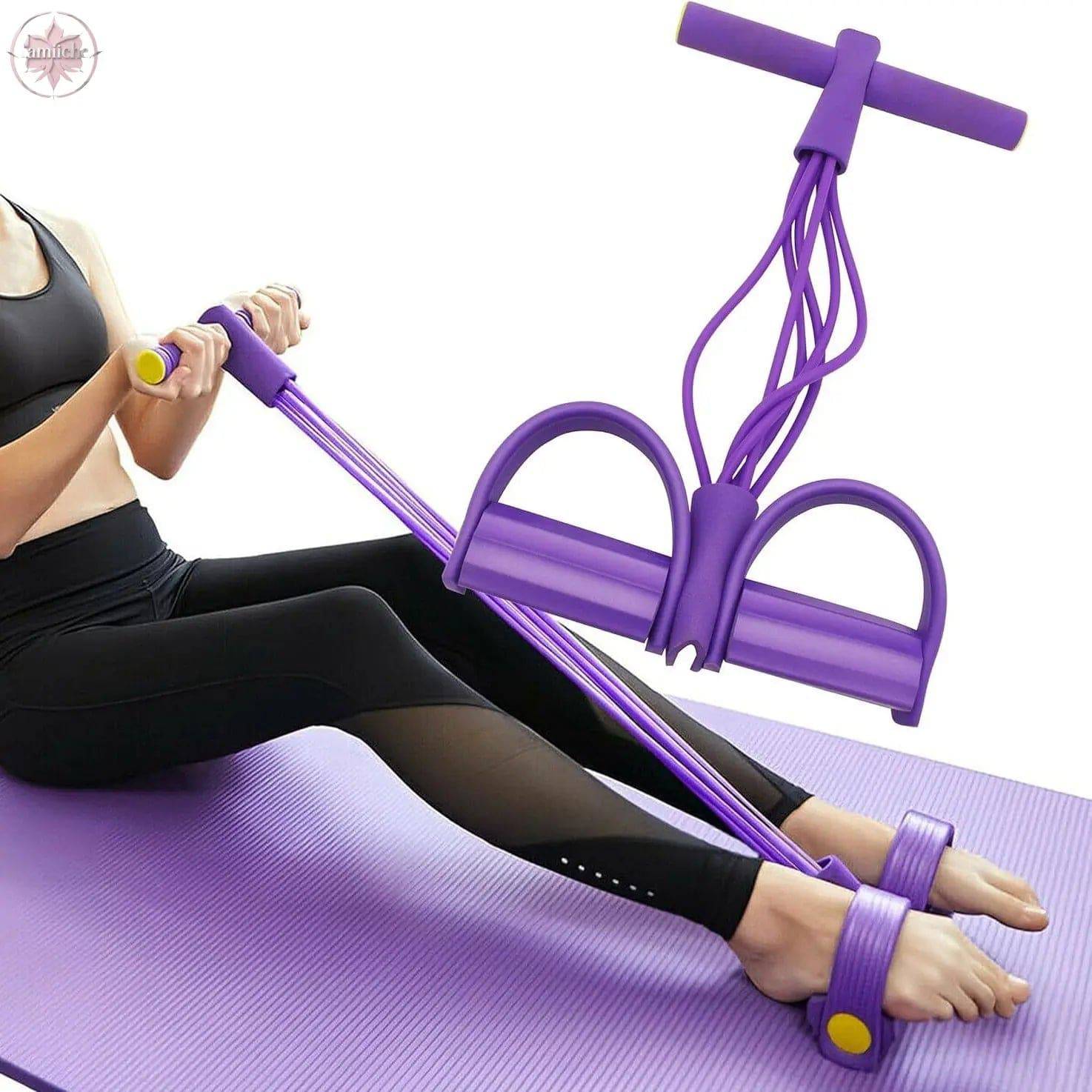 Six tube upgraded sit ups abdominal exercises yoga fitness tension rope multifunctional foot pedal stretcher - Lamiiche