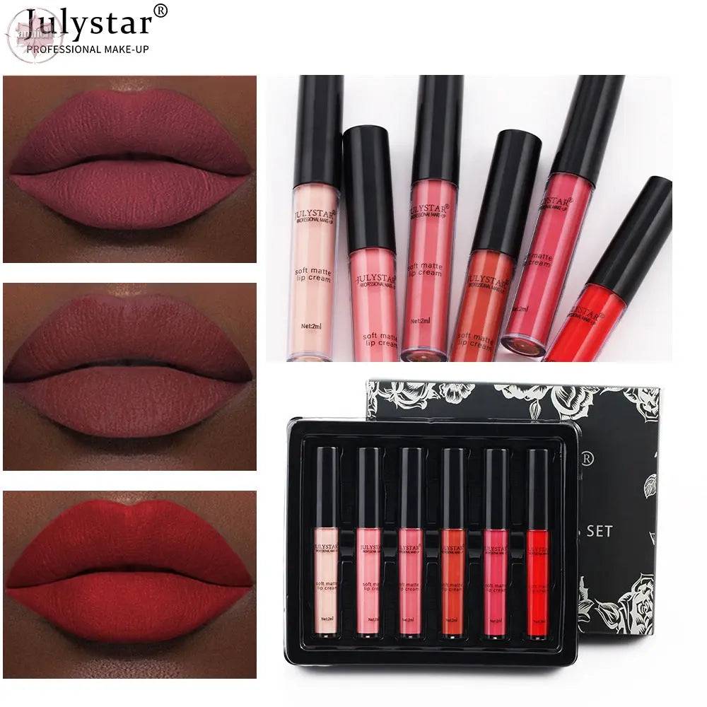 Velvet Matte Lip Glaze Suit Waterproof Non Stick Cup Color Fast Lipstick Lip Color - Lamiiche