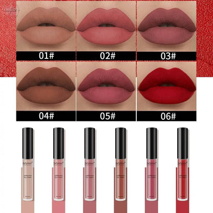 Velvet Matte Lip Glaze Suit Waterproof Non Stick Cup Color Fast Lipstick Lip Color - Lamiiche