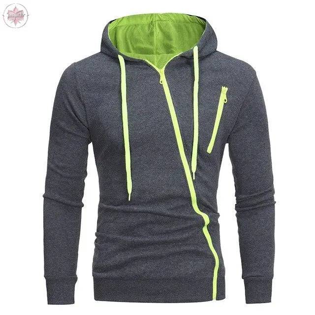 Casual Solid Tracksuit Zipper Hooded Sweatshirt - Lamiiche