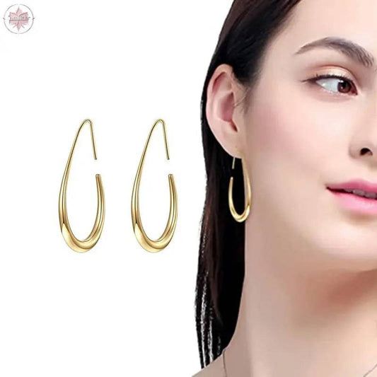 Large oval pull-through earrings with high polishing and personalized jewelry gift - Lamiiche