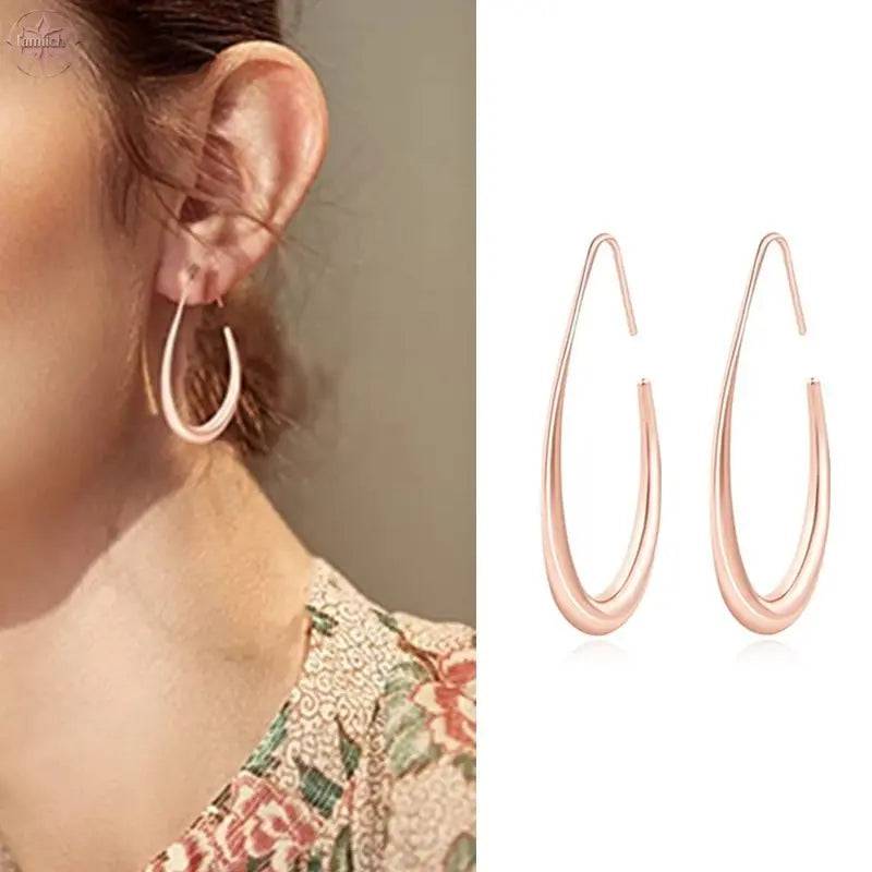 Large oval pull-through earrings with high polishing and personalized jewelry gift - Lamiiche