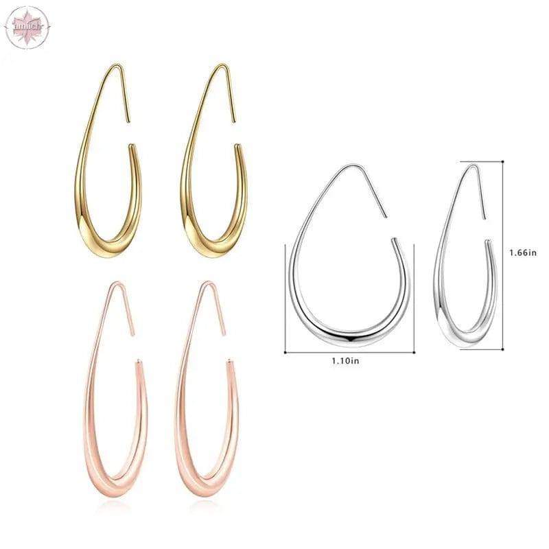 Large oval pull-through earrings with high polishing and personalized jewelry gift - Lamiiche