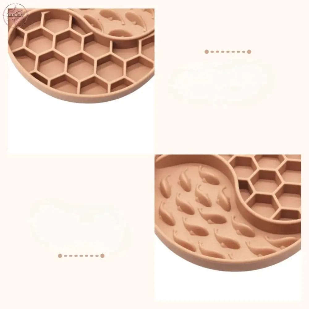 High Temperature Resistant Silicone Dog Food Bowl New Product 2-partition Slow Food Honeycomb Silicone Dog Bowl - Lamiiche