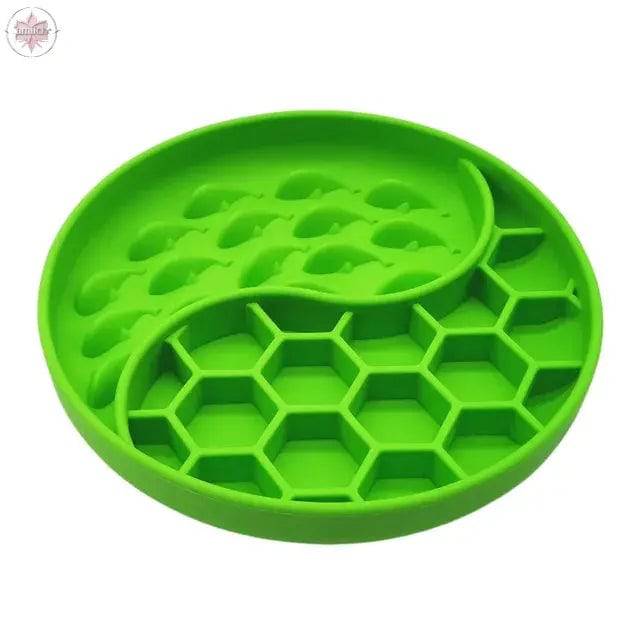 High Temperature Resistant Silicone Dog Food Bowl New Product 2-partition Slow Food Honeycomb Silicone Dog Bowl - Lamiiche