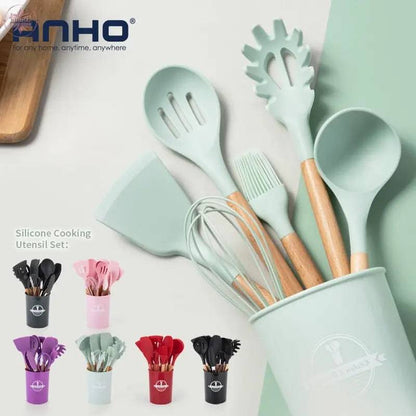 Silicone Kitchen Cooking Utensil Set  Standard Non-Stick Silica Heat Resistance Kitchen Tool Accessories - Lamiiche