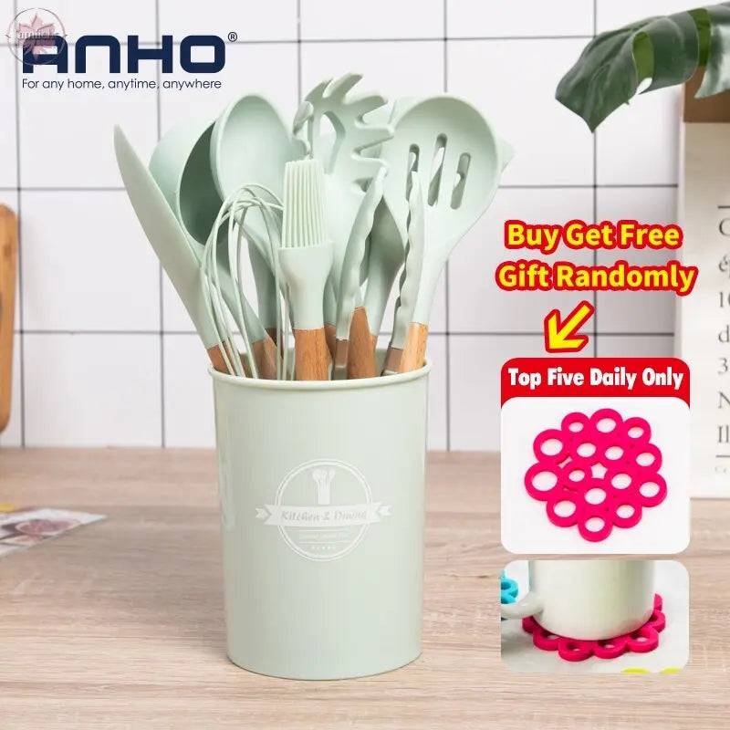 Silicone Kitchen Cooking Utensil Set  Standard Non-Stick Silica Heat Resistance Kitchen Tool Accessories - Lamiiche