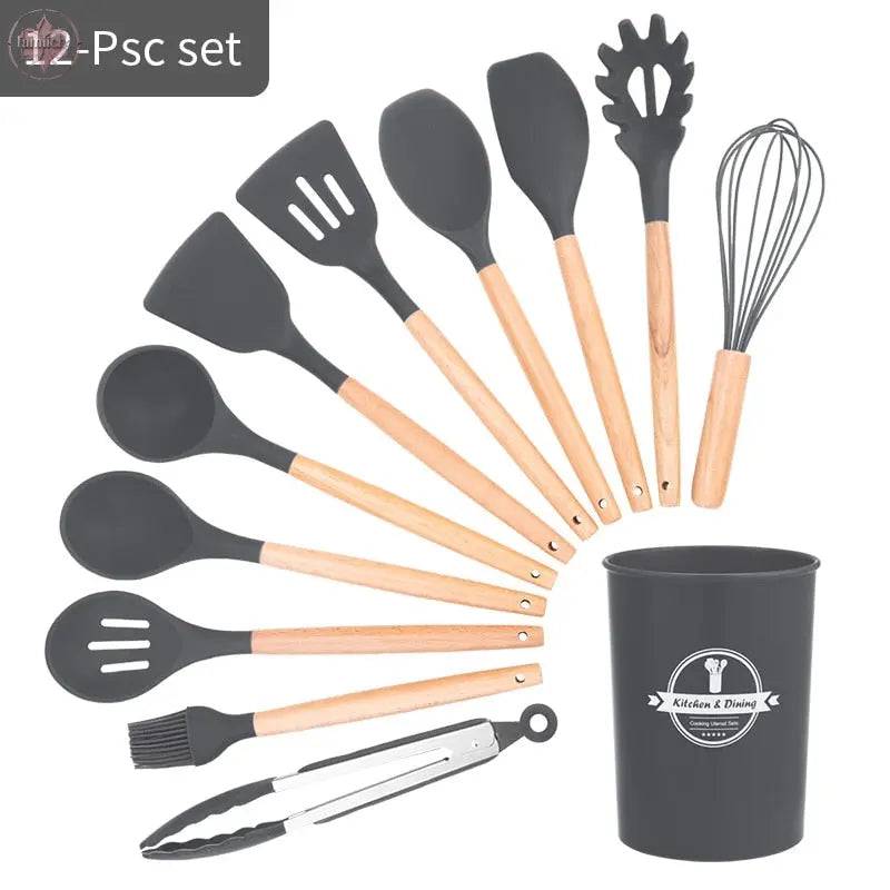 Silicone Kitchen Cooking Utensil Set  Standard Non-Stick Silica Heat Resistance Kitchen Tool Accessories - Lamiiche