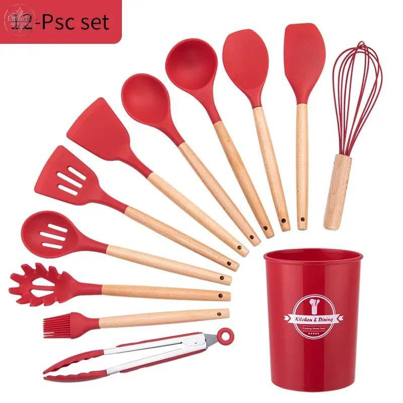 Silicone Kitchen Cooking Utensil Set  Standard Non-Stick Silica Heat Resistance Kitchen Tool Accessories - Lamiiche