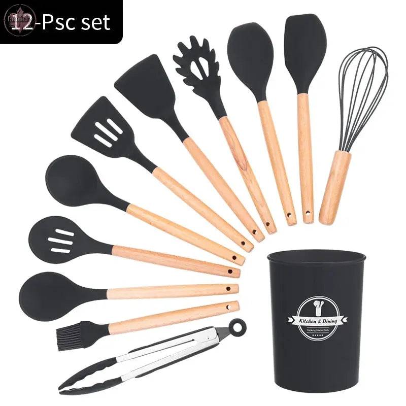 Silicone Kitchen Cooking Utensil Set  Standard Non-Stick Silica Heat Resistance Kitchen Tool Accessories - Lamiiche