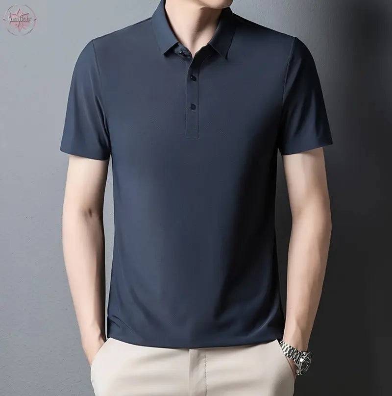 POLO shirt men's light business short sleeved Paul shirt loose fitting T-shirt Father's Day - Lamiiche