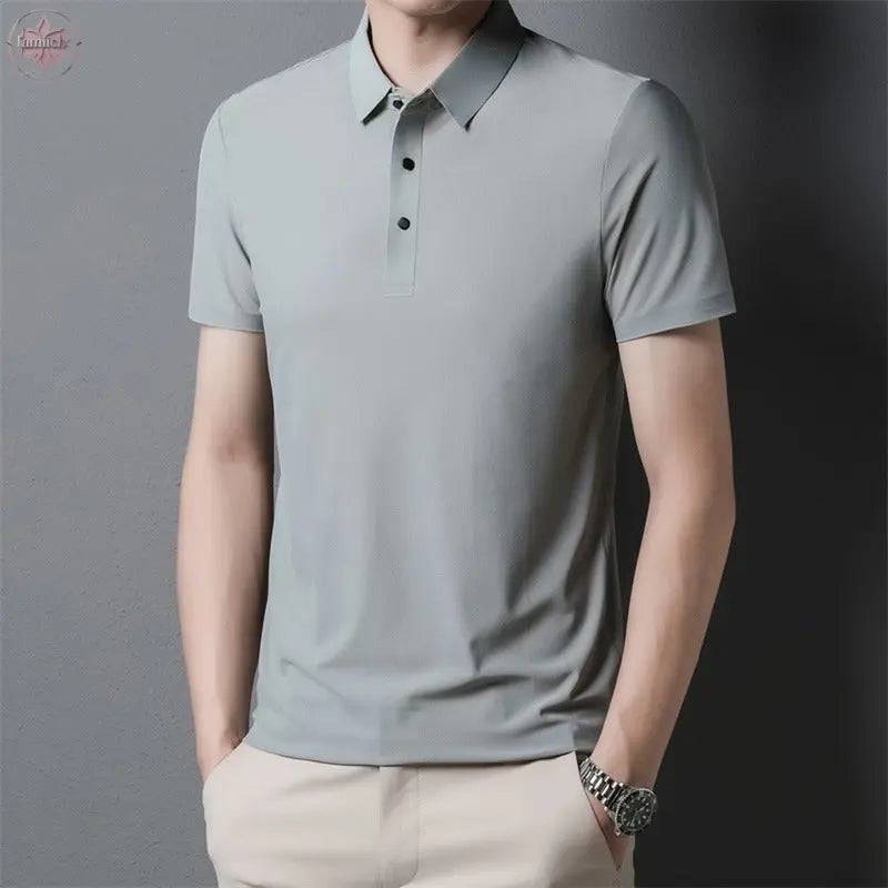 POLO shirt men's light business short sleeved Paul shirt loose fitting T-shirt Father's Day - Lamiiche