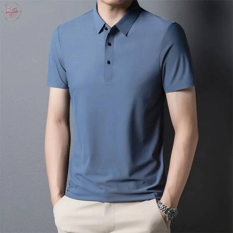 POLO shirt men's light business short sleeved Paul shirt loose fitting T-shirt Father's Day - Lamiiche