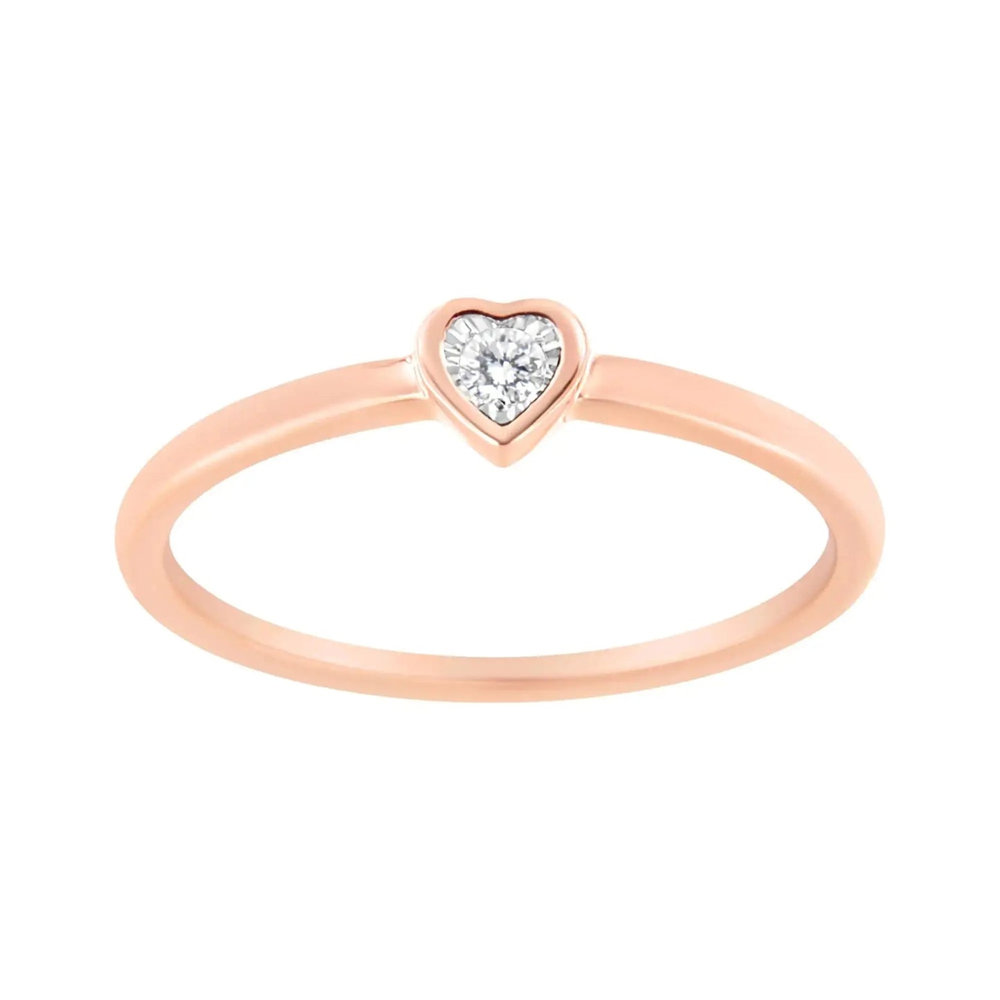 14K Rose Gold Plated .925 Sterling Silver Miracle Set Diamond Accent Heart Shaped Promise Ring (J-K Color, I1-I2 Clarity) - Lamiiche