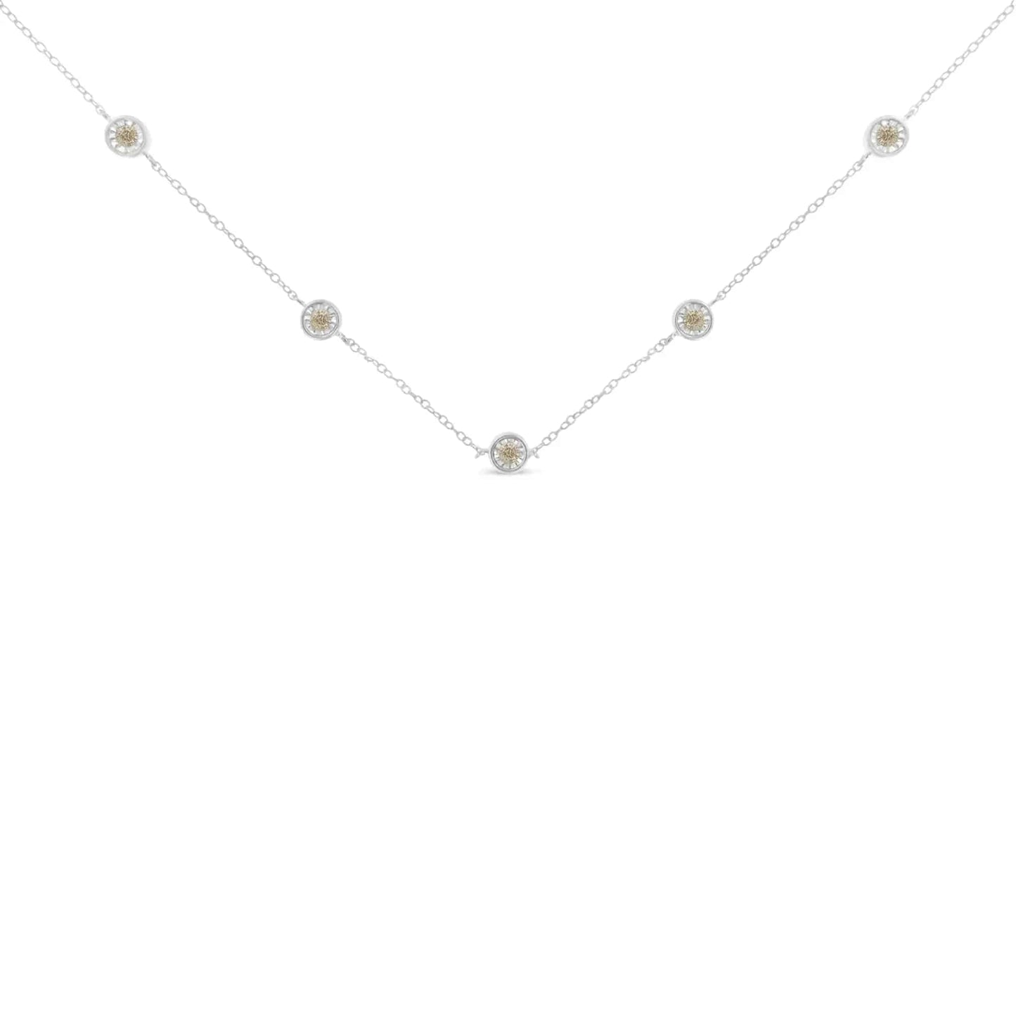 Sterling Silver Diamond Station Necklace (1/2 cttw, I-J Color, I1-I2 Clarity) - Lamiiche