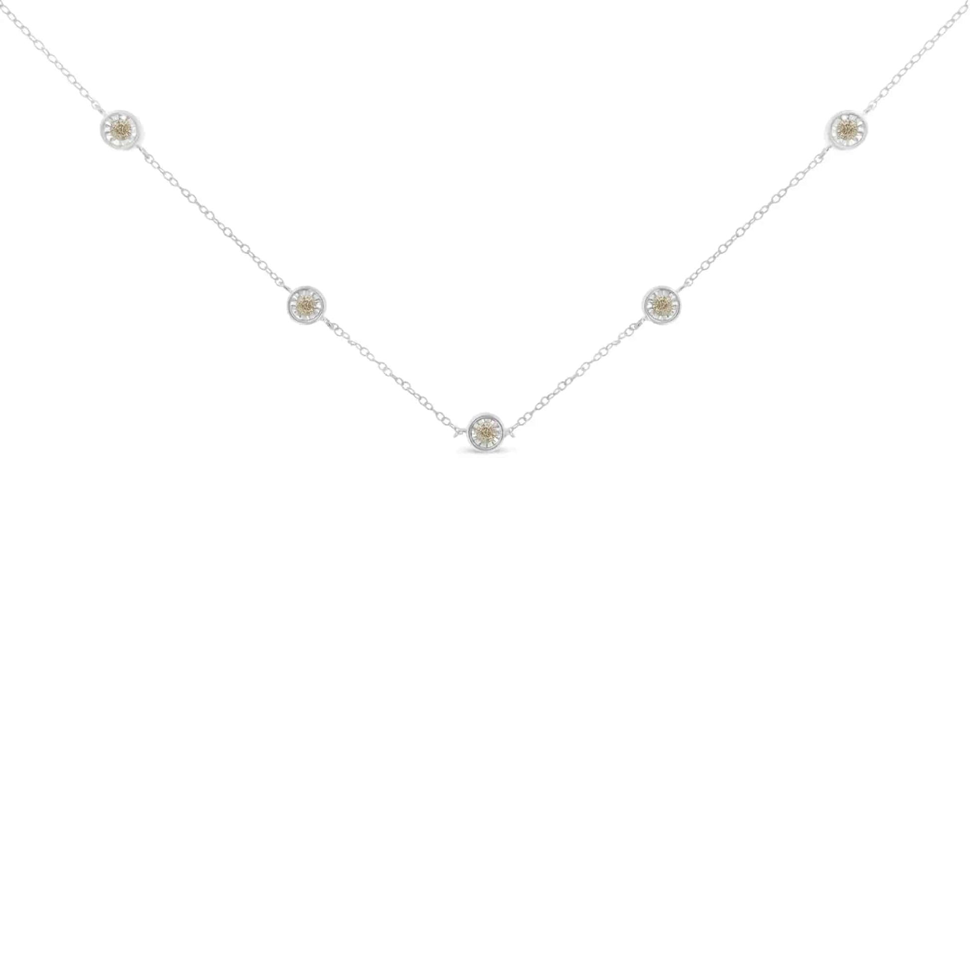 Sterling Silver Diamond Station Necklace (1/2 cttw, I-J Color, I1-I2 Clarity) - Lamiiche