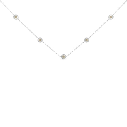 Sterling Silver Diamond Station Necklace (1/2 cttw, I-J Color, I1-I2 Clarity) - Lamiiche