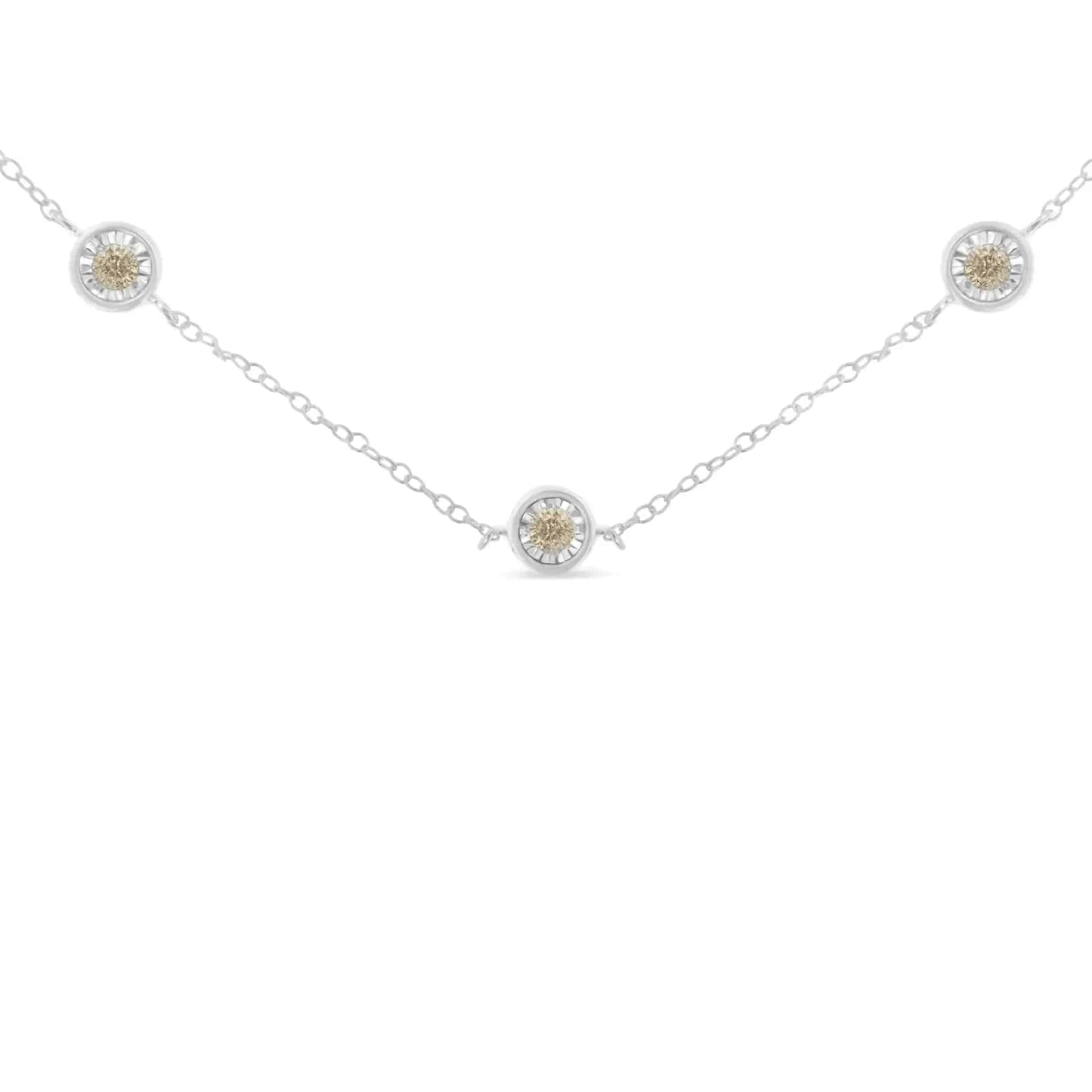 Sterling Silver Diamond Station Necklace (1/2 cttw, I-J Color, I1-I2 Clarity) - Lamiiche