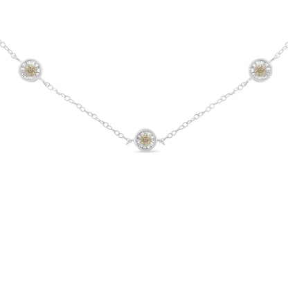 Sterling Silver Diamond Station Necklace (1/2 cttw, I-J Color, I1-I2 Clarity) - Lamiiche