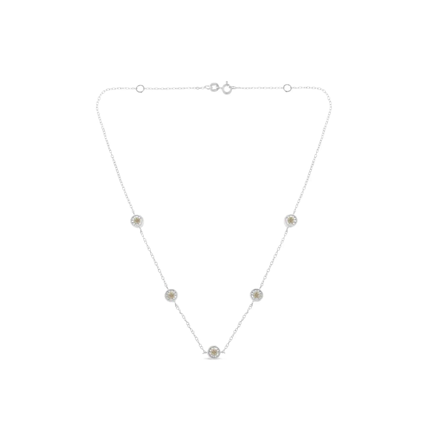 Sterling Silver Diamond Station Necklace (1/2 cttw, I-J Color, I1-I2 Clarity) - Lamiiche