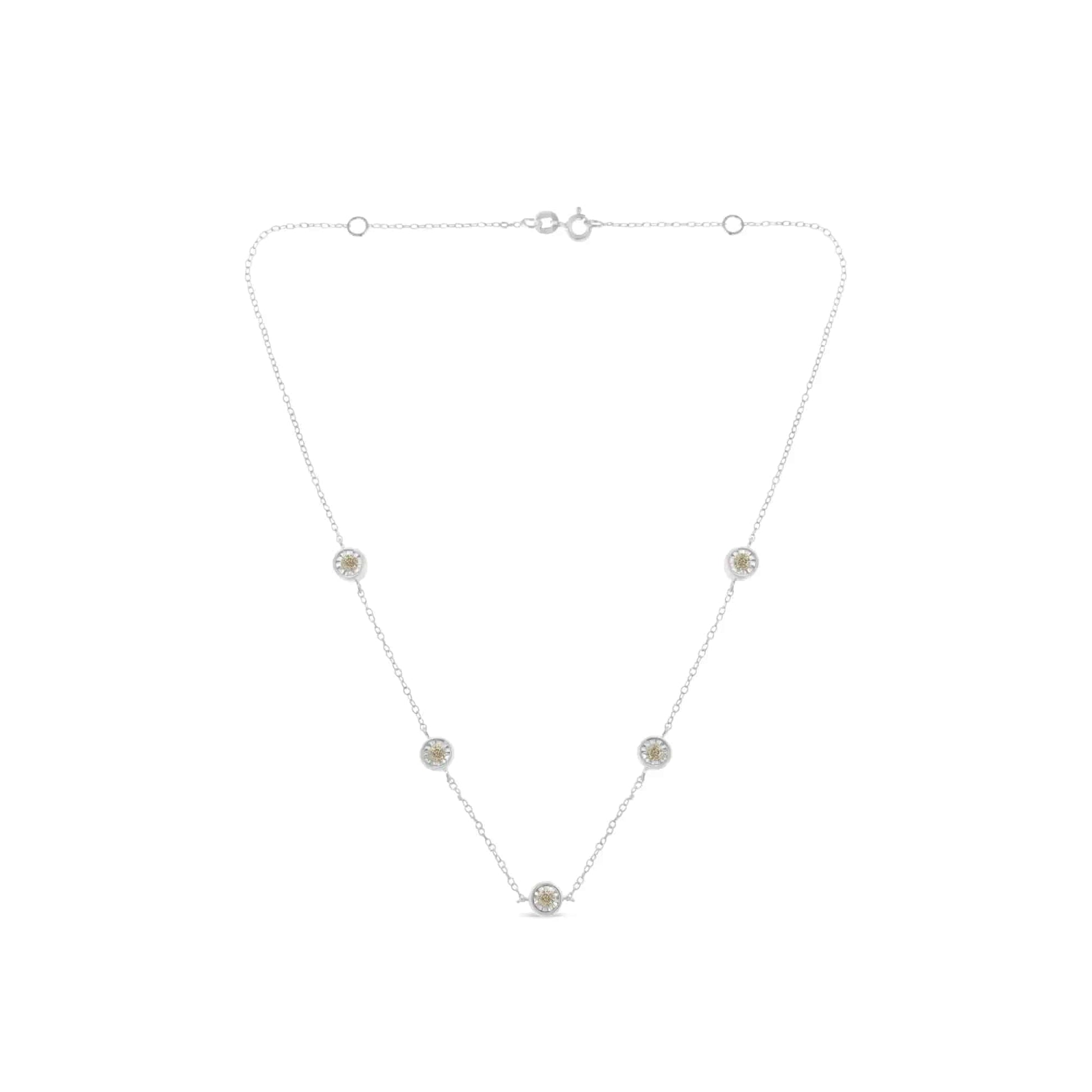 Sterling Silver Diamond Station Necklace (1/2 cttw, I-J Color, I1-I2 Clarity) - Lamiiche