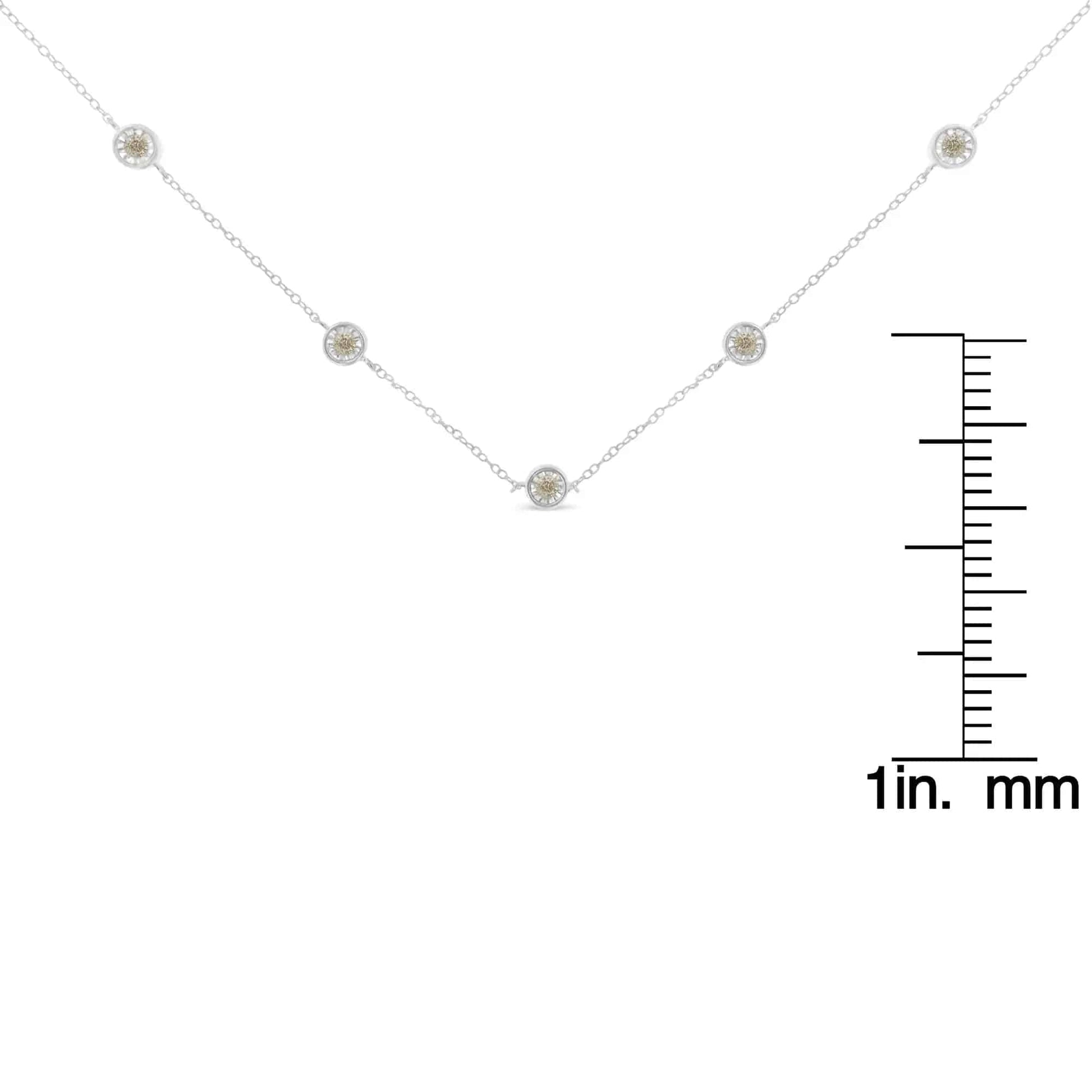 Sterling Silver Diamond Station Necklace (1/2 cttw, I-J Color, I1-I2 Clarity) - Lamiiche