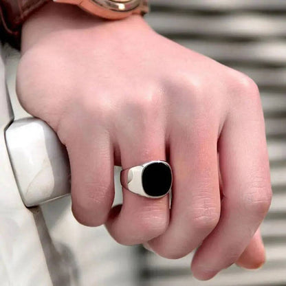 Solid Polished Stainless Steel Men Ring Band Biker Men Signet Ring Finger Jewelry famous designer black rings for men - Lamiiche