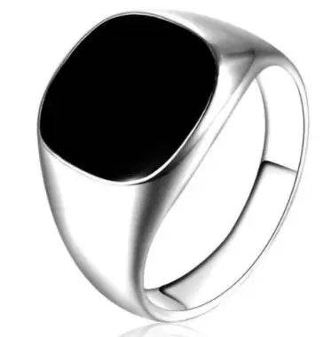 Solid Polished Stainless Steel Men Ring Band Biker Men Signet Ring Finger Jewelry famous designer black rings for men - Lamiiche