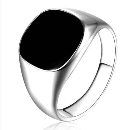 Solid Polished Stainless Steel Men Ring Band Biker Men Signet Ring Finger Jewelry famous designer black rings for men - Lamiiche