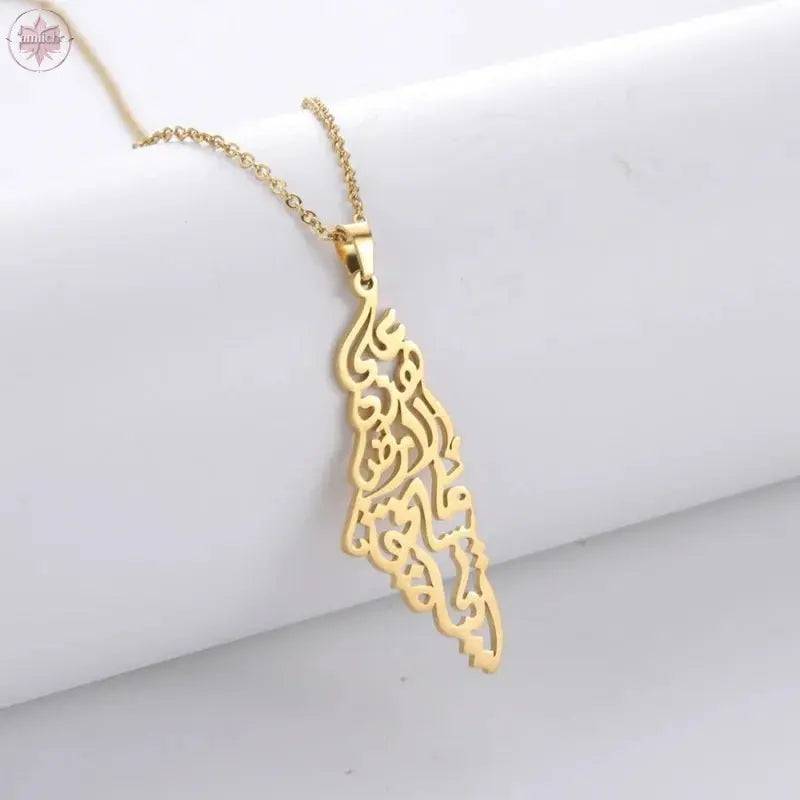 Arabic Calligraphy Palestine Pendant Necklace - Lamiiche