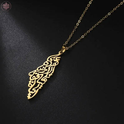 Arabic Calligraphy Palestine Pendant Necklace - Lamiiche