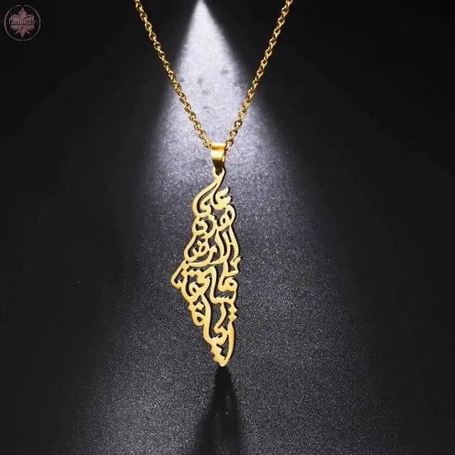 Arabic Calligraphy Palestine Pendant Necklace - Lamiiche