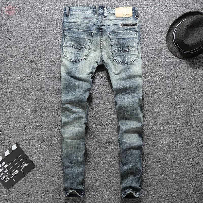 Italian Designer Men Jeans High Quality Slim Fit Cotton Ripped Jeans Homme Plus Size 29-38 Balplein Brand Classical Jeans Men - Lamiiche
